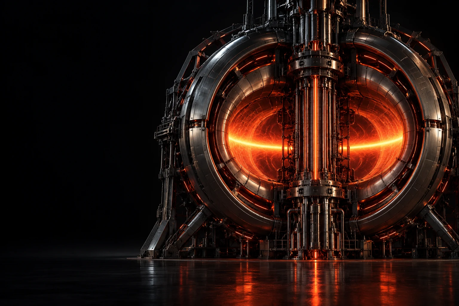 A titanium control core illuminated by an orange energy ring